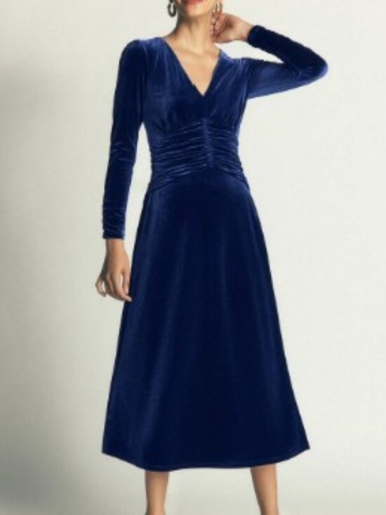 Boden Dresses & Skirts - Boden 12R Navy Tilda Velvet Long Sleeve Midi Dress Quiet Luxury Mother of Groom
